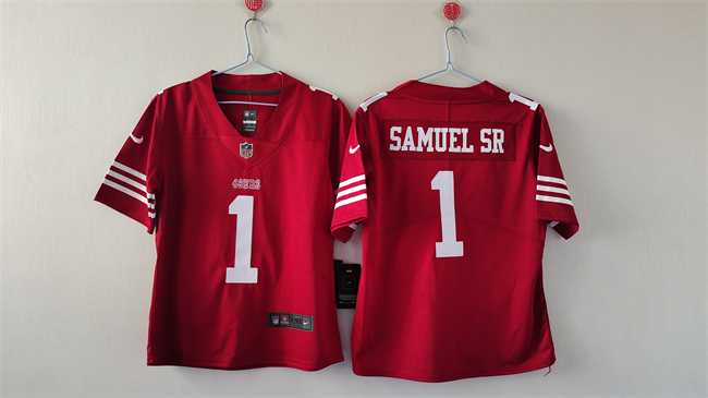 Womens San Francisco 49ers #1 Deebo Samuel Sr. Red Stitched Jersey